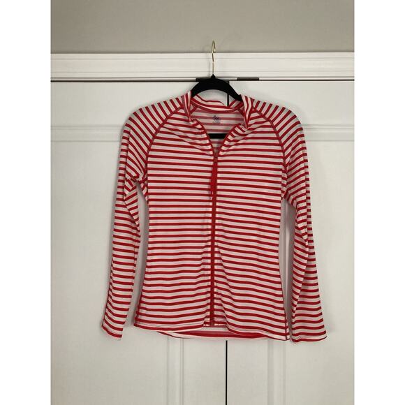 Pret-a-Surf for J. Crew Other - Pret-a-Surf J. Crew Long Sleeve Red/White Stripe Rash Guard Full Zip Front Large